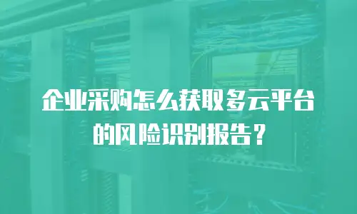 企业采购怎么获取多云平台的风险识别报告？