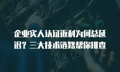 企业实人认证返利为何总延迟？三大技术链路帮你排查