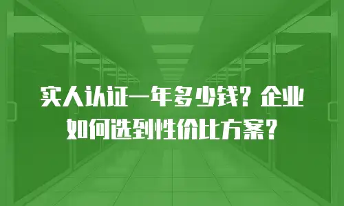 实人认证一年多少钱？企业如何选到性价比方案？
