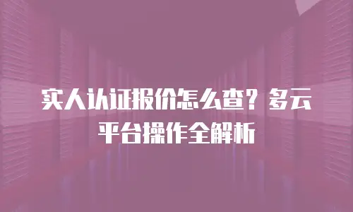 实人认证报价怎么查？多云平台操作全解析