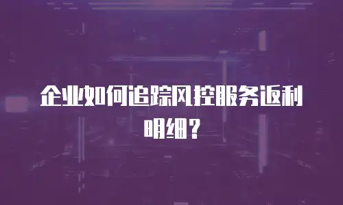 企业如何追踪风控服务返利明细？