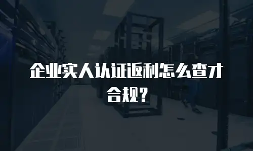 企业实人认证返利怎么查才合规？