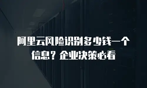 阿里云风险识别多少钱一个信息？企业决策必看