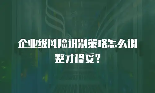 企业级风险识别策略怎么调整才稳妥？