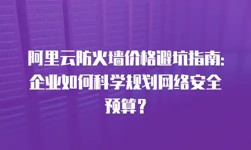 阿里云防火墙价格避坑指南：企业如何科学规划网络安全预算？