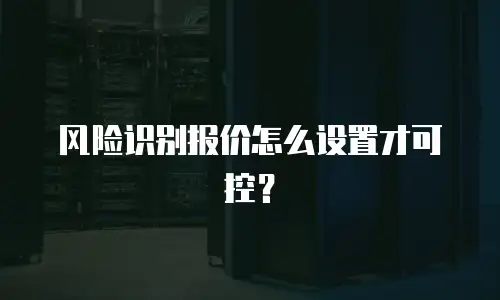 风险识别报价怎么设置才可控？