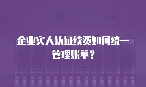 企业实人认证续费如何统一管理账单？