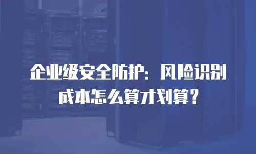 企业级安全防护：风险识别成本怎么算才划算？