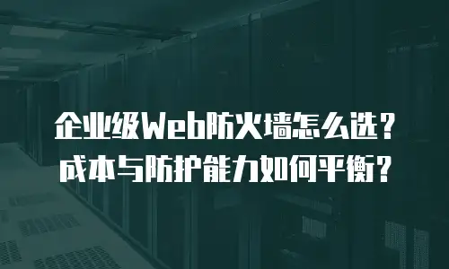 企业级Web防火墙怎么选？成本与防护能力如何平衡？