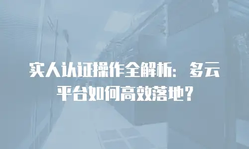 实人认证操作全解析：多云平台如何高效落地？