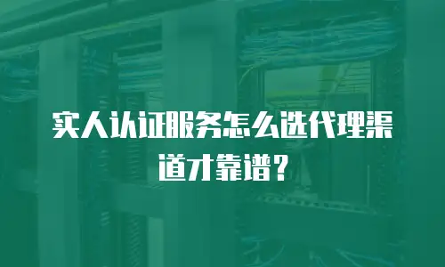 实人认证服务怎么选代理渠道才靠谱？