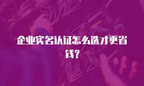 企业实名认证怎么选才更省钱？
