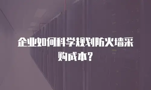 企业如何科学规划防火墙采购成本？