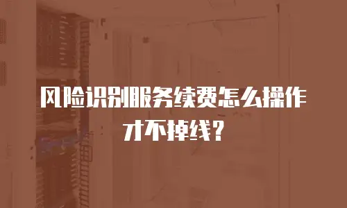 风险识别服务续费怎么操作才不掉线？