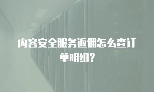 内容安全服务返佣怎么查订单明细？