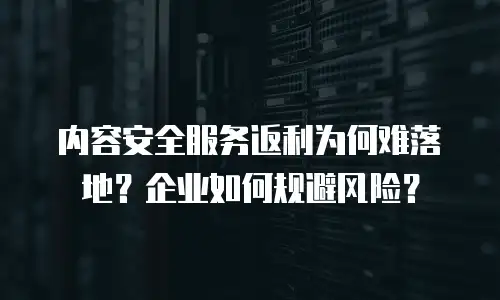 内容安全服务返利为何难落地？企业如何规避风险？