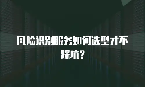 风险识别服务如何选型才不踩坑？