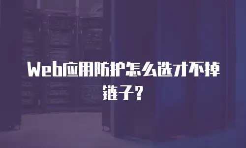 Web应用防护怎么选才不掉链子？