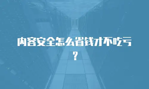 内容安全怎么省钱才不吃亏？