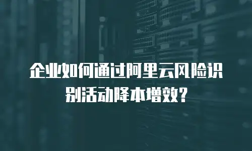 企业如何通过阿里云风险识别活动降本增效？
