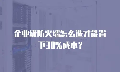 企业级防火墙怎么选才能省下30%成本？