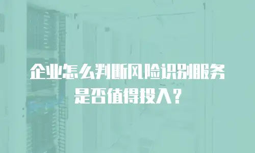 企业怎么判断风险识别服务是否值得投入？