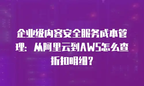 企业级内容安全服务成本管理：从阿里云到AWS怎么查折扣明细？