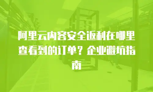 阿里云内容安全返利在哪里查看到的订单？企业避坑指南