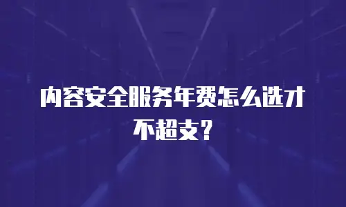 内容安全服务年费怎么选才不超支？