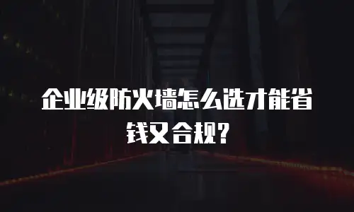 企业级防火墙怎么选才能省钱又合规？