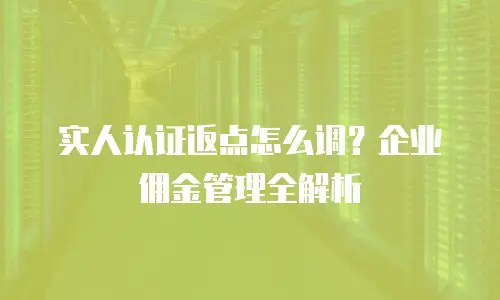 实人认证返点怎么调？企业佣金管理全解析