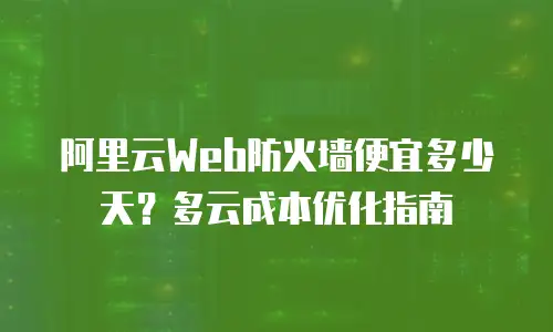 阿里云Web防火墙便宜多少天？多云成本优化指南
