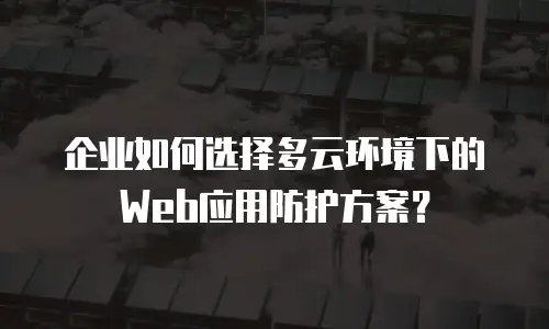 企业如何选择多云环境下的Web应用防护方案？