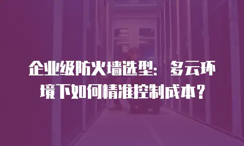 企业级防火墙选型：多云环境下如何精准控制成本？