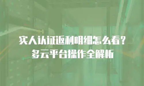实人认证返利明细怎么看？多云平台操作全解析