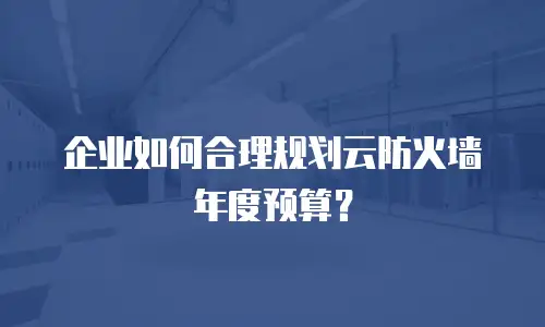 企业如何合理规划云防火墙年度预算？