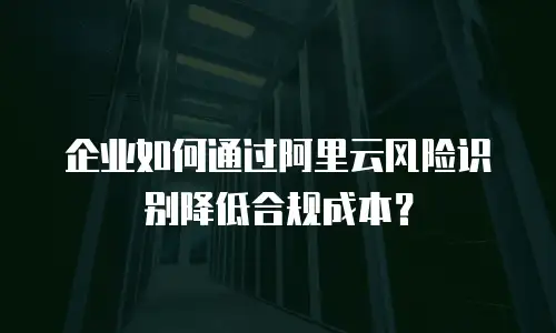 企业如何通过阿里云风险识别降低合规成本？