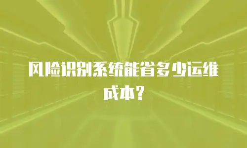 风险识别系统能省多少运维成本？