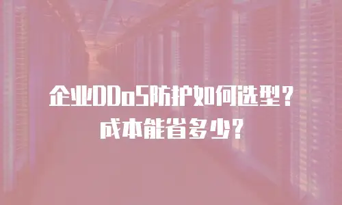企业DDoS防护如何选型？成本能省多少？