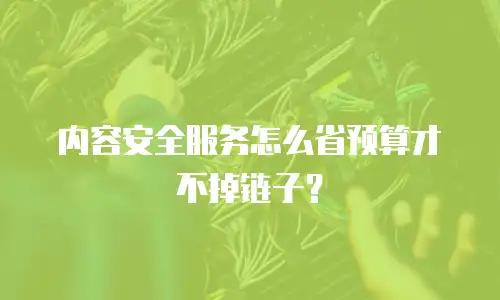 内容安全服务怎么省预算才不掉链子？