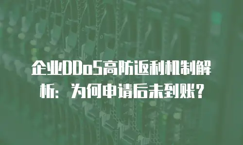 企业DDoS高防返利机制解析：为何申请后未到账？
