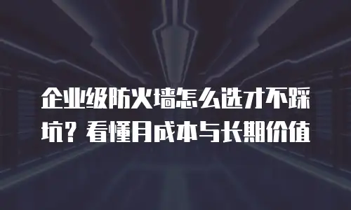 企业级防火墙怎么选才不踩坑？看懂月成本与长期价值