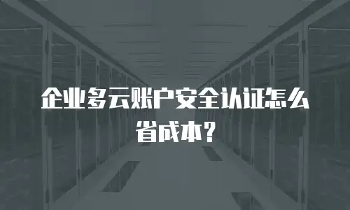 企业多云账户安全认证怎么省成本？