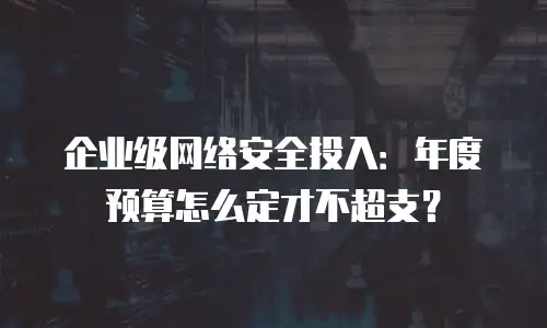企业级网络安全投入：年度预算怎么定才不超支？