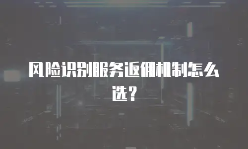 风险识别服务返佣机制怎么选？