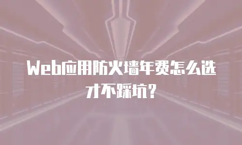 Web应用防火墙年费怎么选才不踩坑？