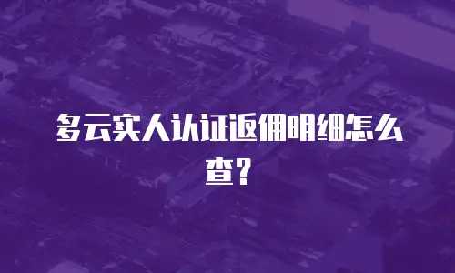 多云实人认证返佣明细怎么查？