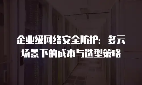 企业级网络安全防护：多云场景下的成本与选型策略