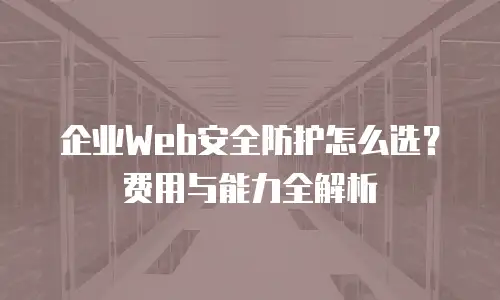 企业Web安全防护怎么选？费用与能力全解析