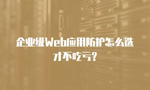 企业级Web应用防护怎么选才不吃亏？